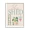 Stupell Industries She Shed Sign Tropical Plants Ladder and Green Vines in White Frame Wall Art